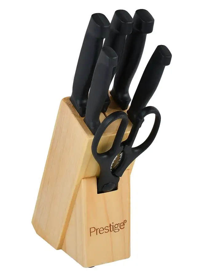 Prestige 7-Piece Knife Block Set Black/Brown/Silver