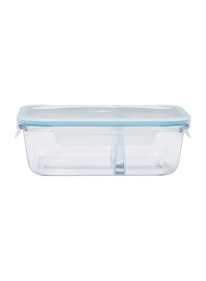 TALIONA Boro Pro Rectangular Divided Food Storage Container With Lid Blue/Clear 1050ml 