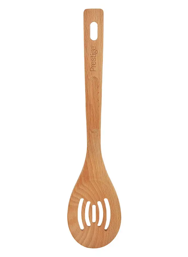 Prestige Wooden Slotted Spoon Beige 13.6x9.4cm