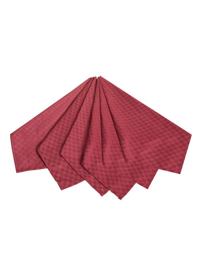 Hotel Linen Klub 6-Piece Dobby Jacquard Table Cloth Napkin Maroon 50x50cm