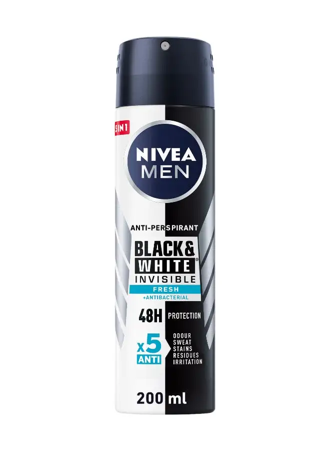 Nivea Men Black And White Invisible Fresh, Antiperspirant For Men, Spray 200ml