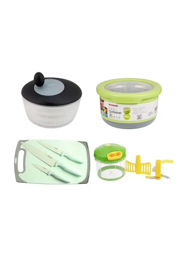 Prestige 7-Piece Salad Spinner And Chopper Set Assorted Colour