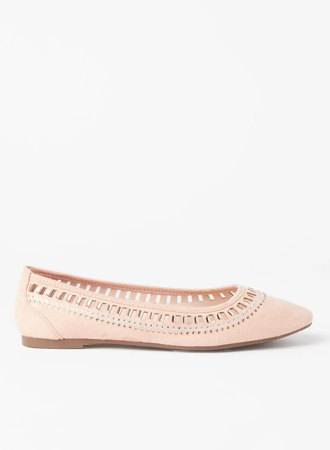 Cobblerz Cut Out Detailed Embellished Ballerina Pink