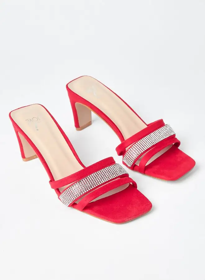 Jove Fashionable Casual Heeled Sandals Silver/Red