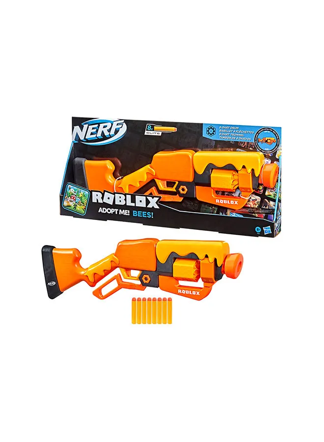 NERF Nerf Roblox Adopt Me!Bees! Lever Action Dart Blaster, Rotating 8-Dart Drum, 8 Elite Darts, Code To Unlock In-Game Virtual Item