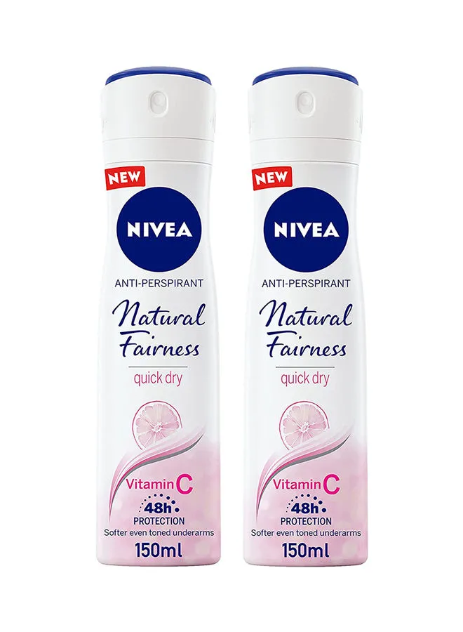 Nivea Natural Fairness Antiperspirant Spray With Vitamin C 150ml Pack Of 2