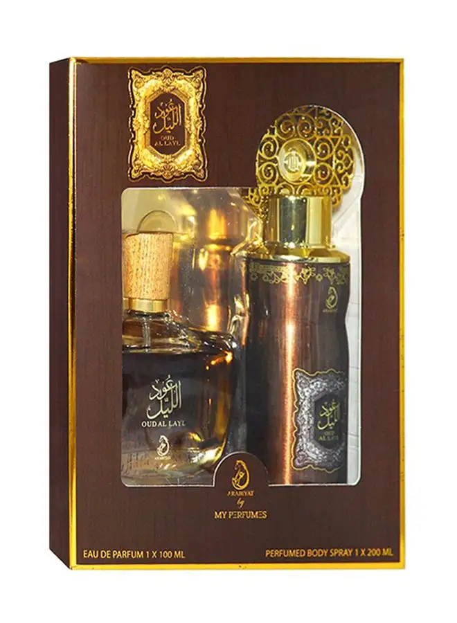 مجموعة هدايا أرابيات عود الليل (1 × عطر 100 مل ، 1 × بخاخ معطر للجسم 200 مل)