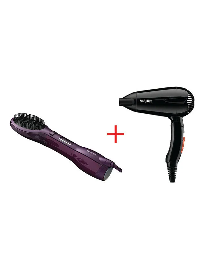 babyliss Paddle Airbrush 1000W And Dc Dryer 2000W, 1000W - Fast Drying And Styling Fast Controlled Airflow, Concentrator Nozzle Powerful Drying Performance - AS115PSDE+5344SDE, Black Black