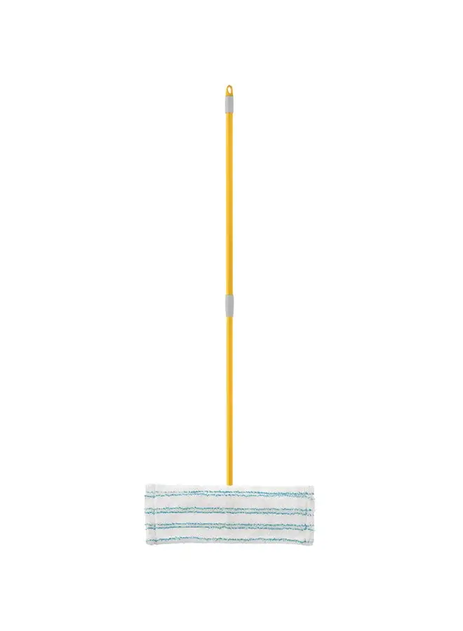 APEX Microfibre Flat Mop - Extra Large - High Quality, Microfibre, Super Absorbent, Electrostatic Action, Use Dry/Wet, Durable, Telescopic Handle, Pivoting Head, Removable and Washable White/Yellow 44x15x81-137cm