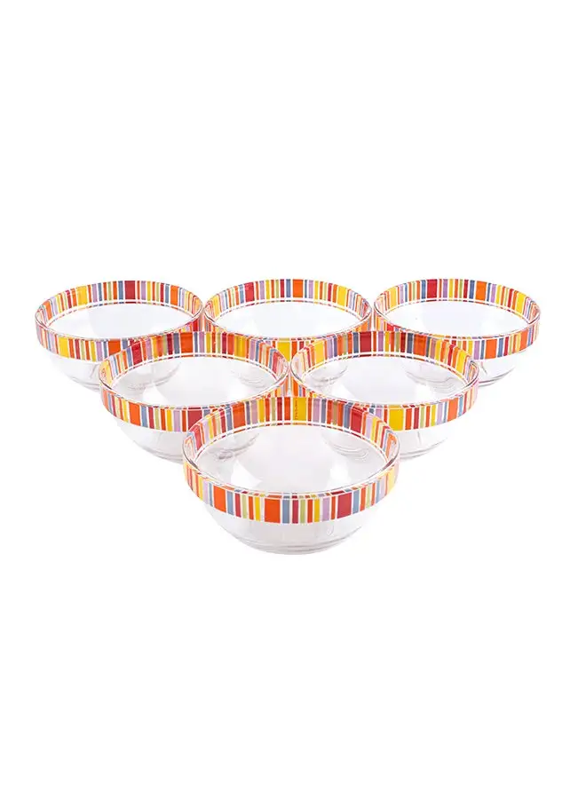 Luminarc 7-Piece Velada Stackable Salad Bowl Set multicolour Medium Bowls 6 x 10 cm & Large Bowl 1 x 20cm