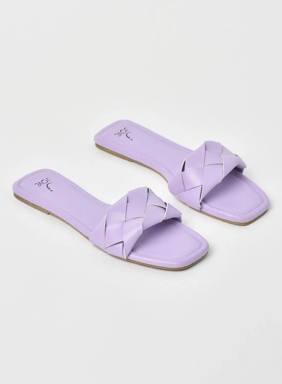 Jove Braided Broad Strap Flat Sandals Lilac