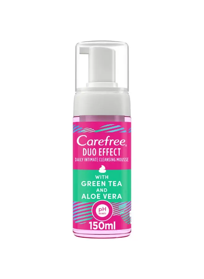 Carefree Daily Intimate Cleansing Mousse Duo Effect With Green Tea And Aloe Vera 150ml