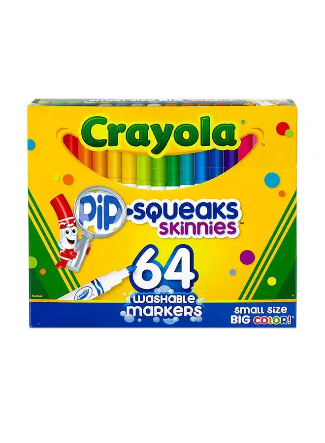 Crayola 64 Piece Washable Pip-Squeaks Skinnies Markers 16.66x18.75x1.09cm