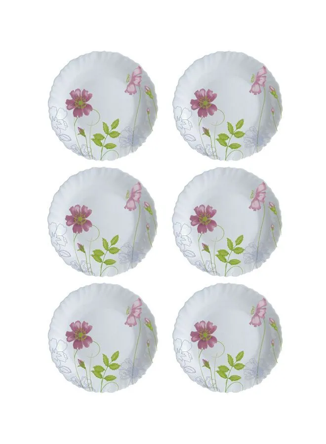 Luminarc 6-Piece Anemone Dessert Plates White/Green/Pink 19cm