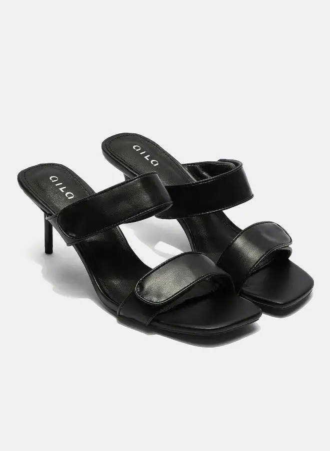 Aila Stylish Heeled Sandals Black