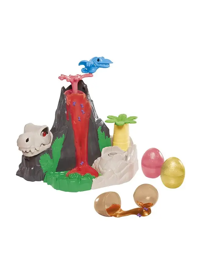 Play-Doh Play-Doh Slime Dino Crew Lava Bones Island Volcano Playset with HydroGlitz Eggs and Mix-ins, Dinosaur Toy for Kids 4 Years and Up, Non-Toxic