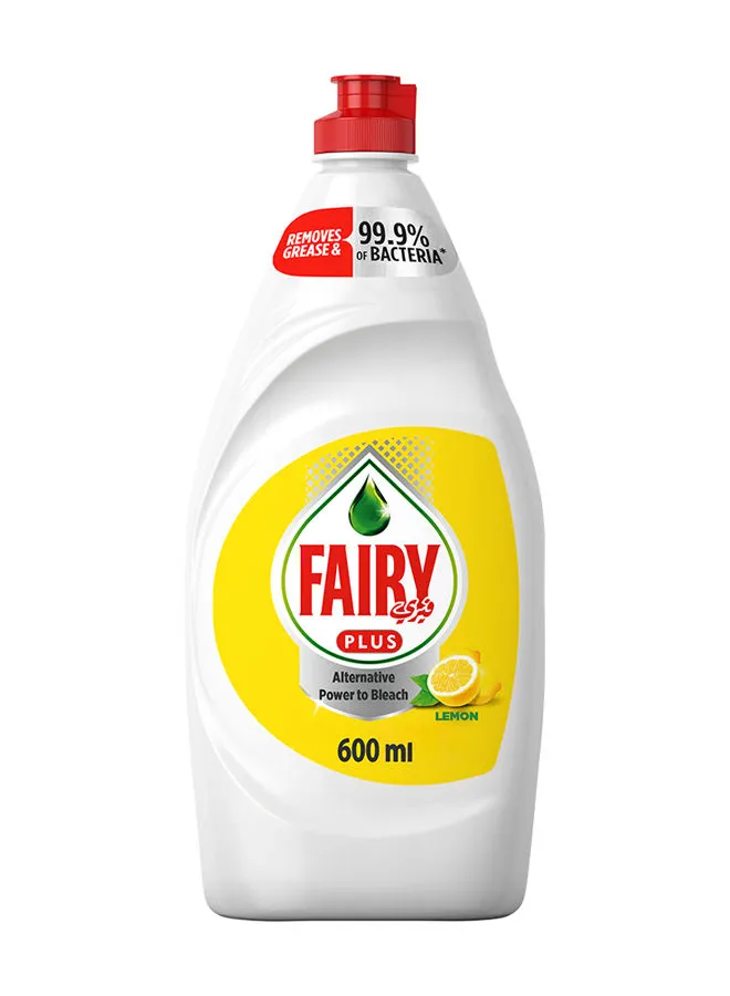 Fairy Plus Lemon Dishwashing Liquid Soap With Alternative Power To Bleach 600ml