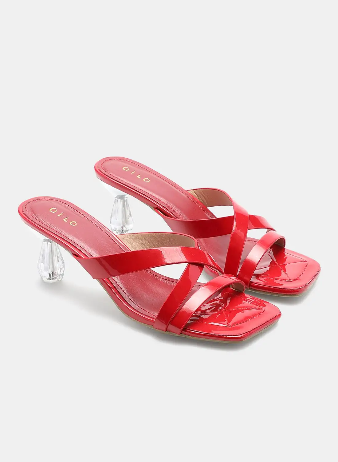 Aila Slip-On Heeled Sandals Red