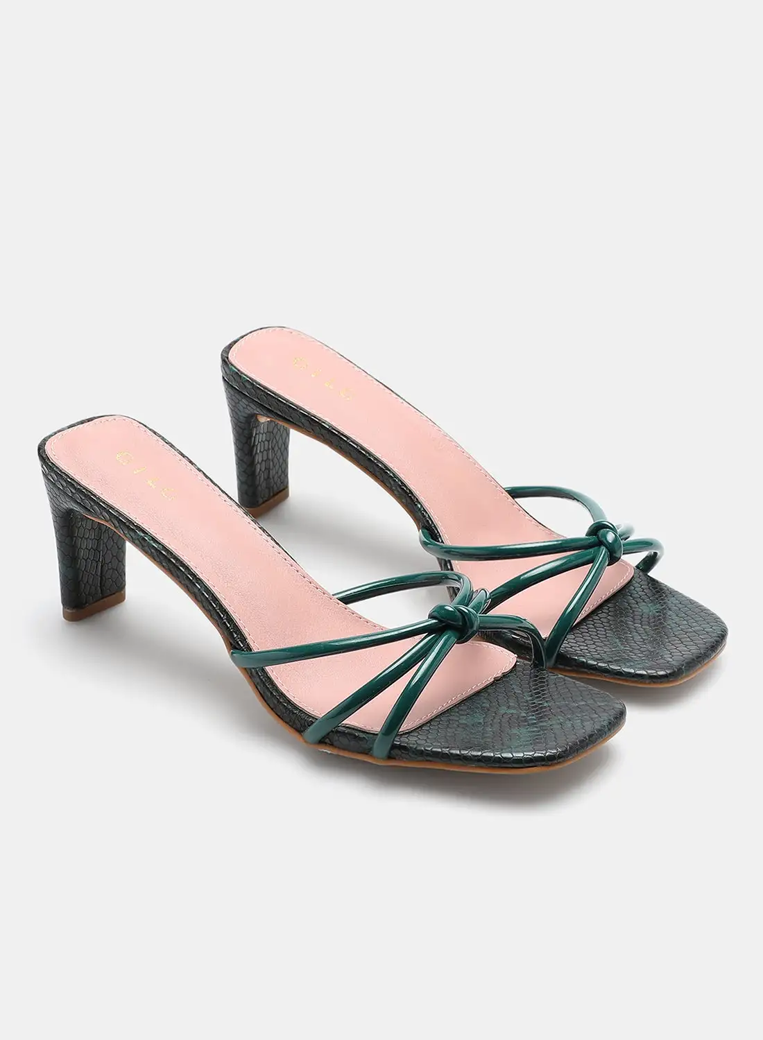 Aila Slip-On Mid Heeled Sandals Green