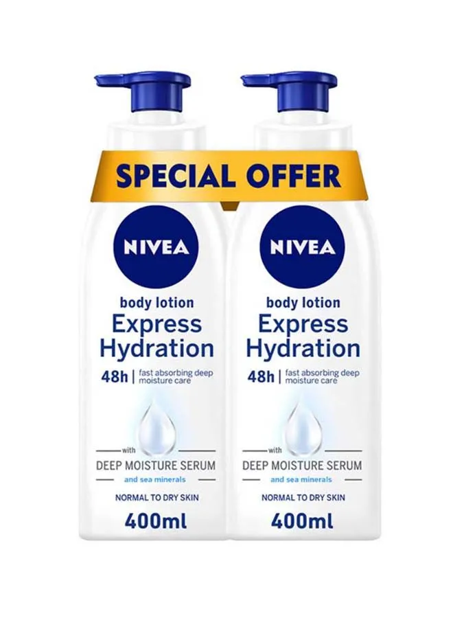 Nivea Pack of 2 Express Hydration Body Lotion Sea Minerals 400ml