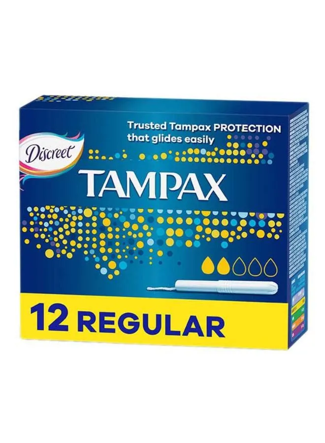 Tampax Cardboard Applicator Tampons Regular Absorbency 12 Count