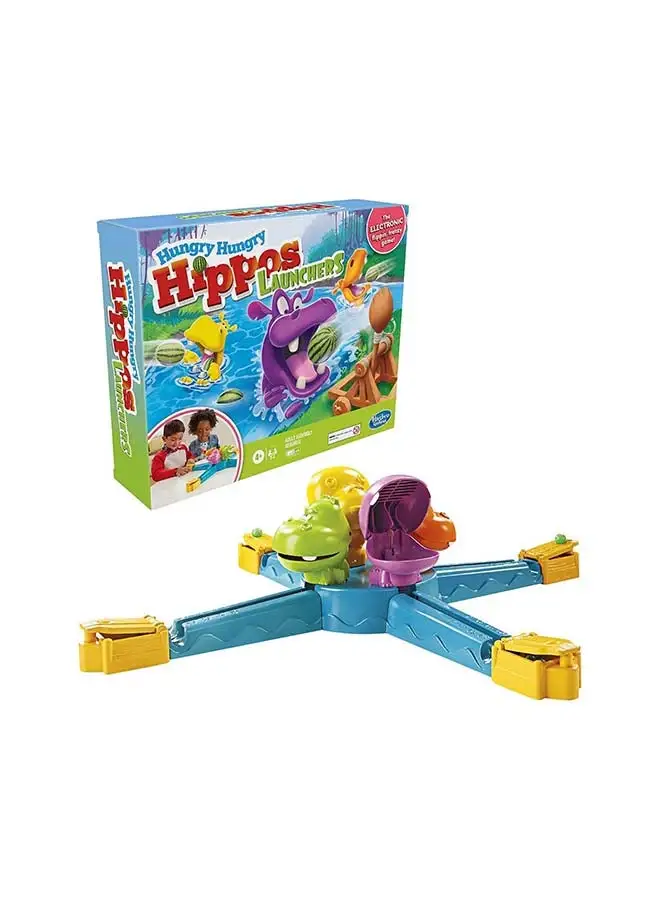 HASBRO - GAMING Hungry Hungry Hippos Launchers Game For Kids Ages 4 And Up, Electronic Pre-School Game For 2-4 Players 1 Players