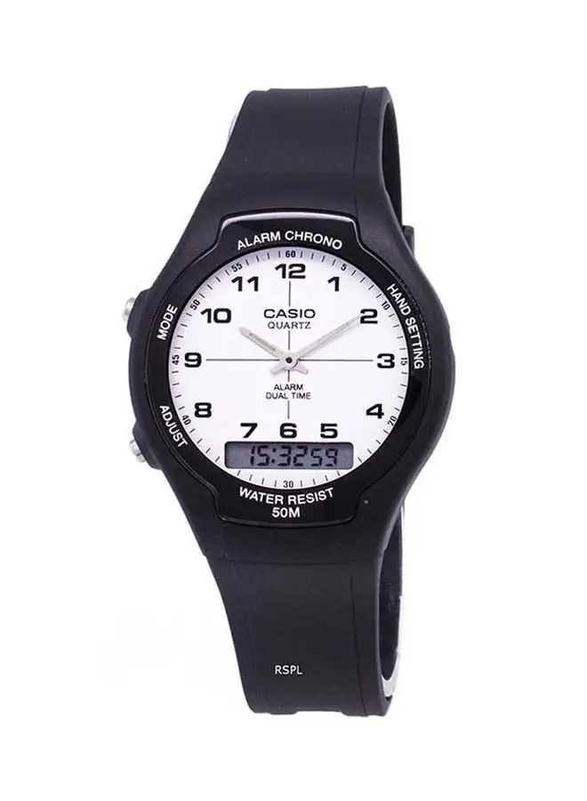 CASIO Women's Rubber Analog & Digital Wrist Watch AW-90H-7BVDF - 39 mm - Black