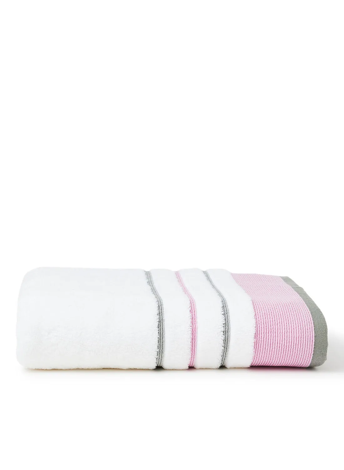 White Rose Cozy Style Zero Twist Bath Towel White/Pink 80x160cm