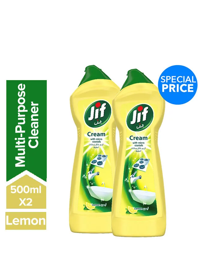 Jif Cream Cleaner With Micro Crystals Technology Eliminates Grease Burnt food And Limescale Stains 500ml Pack of 2