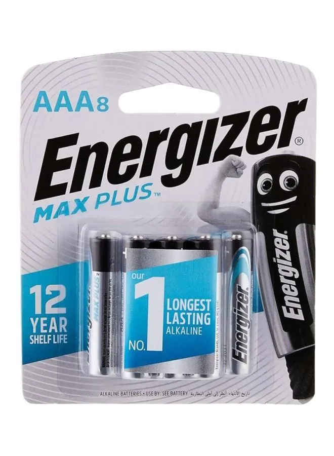 Energizer Energizer Max Plus Alkaline AAA Batteries - Pack Of 8 Silver/Black