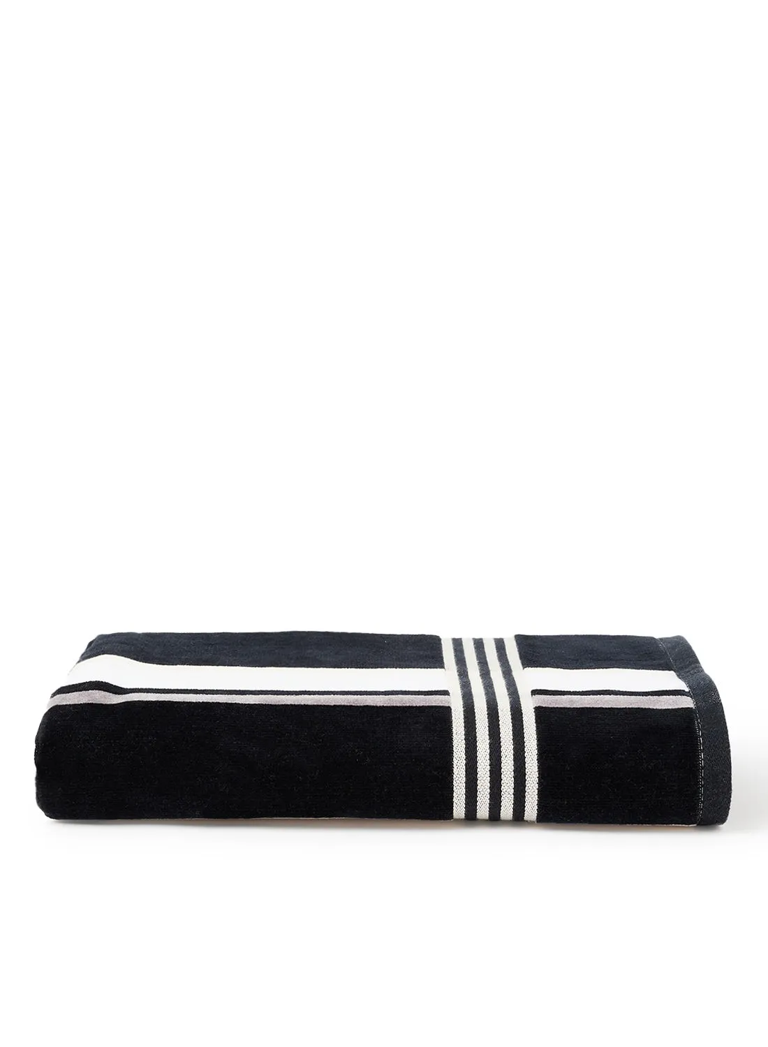 White Rose Yarn Dyed Multi Color Stripe Bath Towel Black 70x140cm