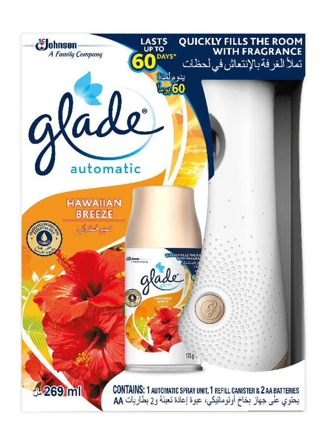 Glade Automatic Spray Holder Hawaian Breeze White/Brown 269ml