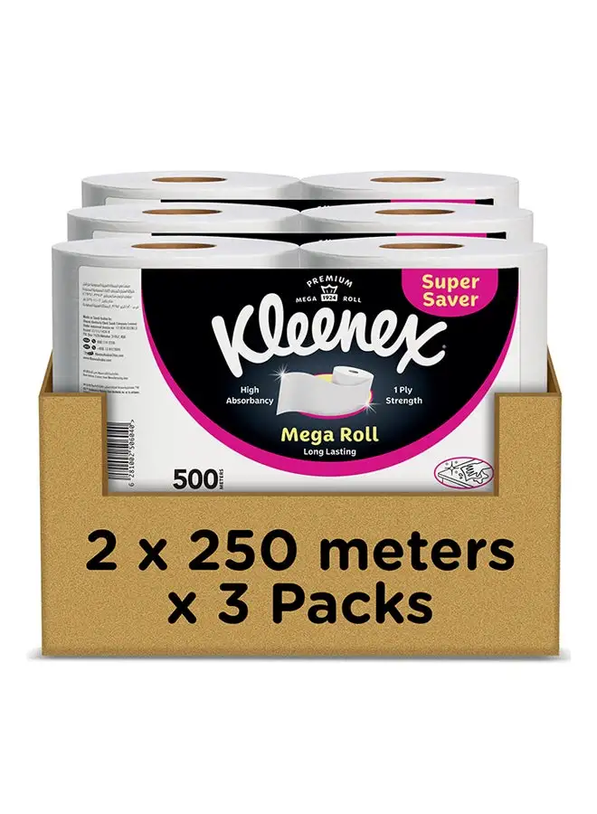 Kleenex Multipurpose Mega Kitchen Paper Towel Tissue 6 Rolls White 250.0meter