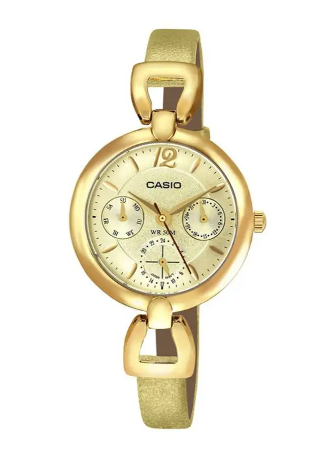 CASIO Women's Leather Analog Watch LTP-E401GL-9AVDF