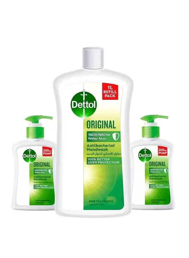 Dettol Pack Of 3 Original Liquid Hand Wash Refill 400ml+1L