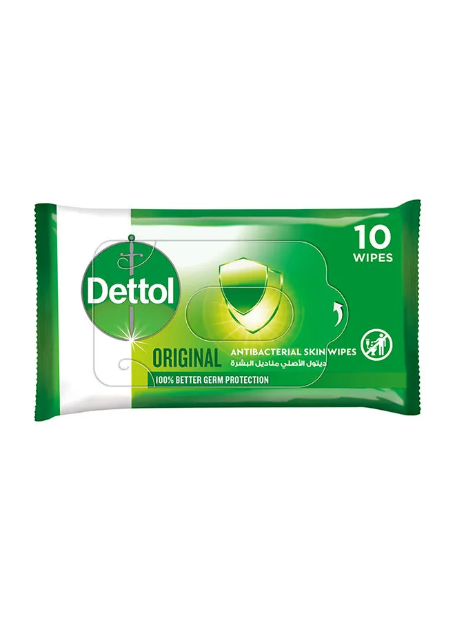 Dettol Original Antibacterial Skin Wipes , Pack of 10 Water Wipes