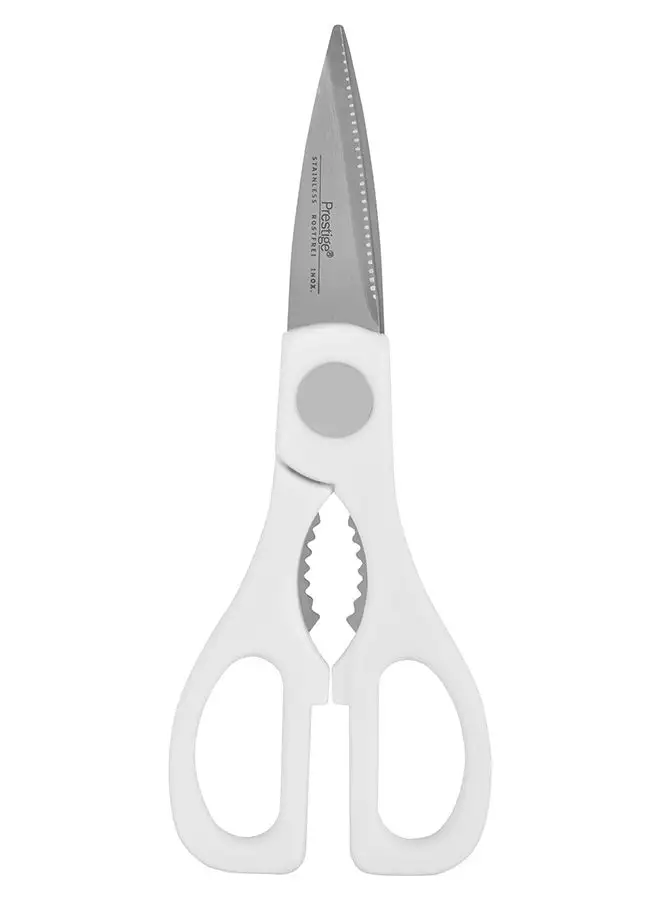 Prestige Multipurpose Kitchen Scissors Silver/White 14.4x4.2x.9.2cm