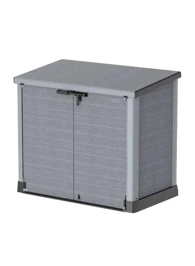 Cosmoplast Cedargrain  Small Storage Shed With Flat Lid Grey 1200.0Liters