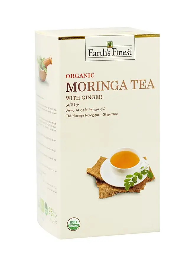 Earth`s Finest Organic Moringa Tea With Ginger 1.5grams Pack of 25