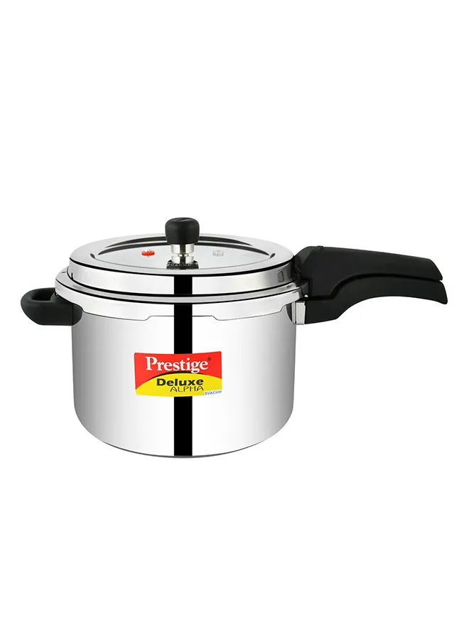 Prestige Stainless Steel Svachh DLX Alpha Pressure Cooker Silver/Black 6.5Liters