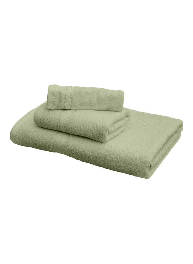 Hotel Linen Klub DEYARCO Princess - 3 Pcs Towel Set, Includes: Face (30x30cm), Hand (40x70cm) and Bath (70x140cm) Towels, Fabric: 100% Cotton Terry, Pattern: Ringspun Sage Green 70 x 140cm