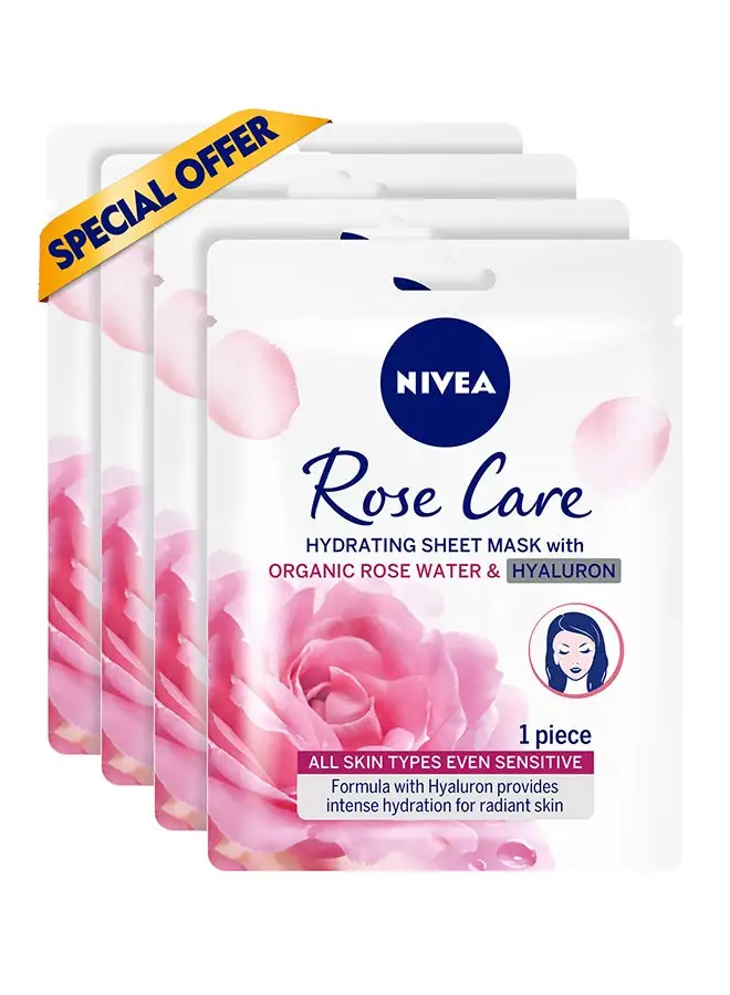 Nivea Rose Care Hydrating Face Sheet Mask Organic Water All Skin Types Pack of 2 Multicolour