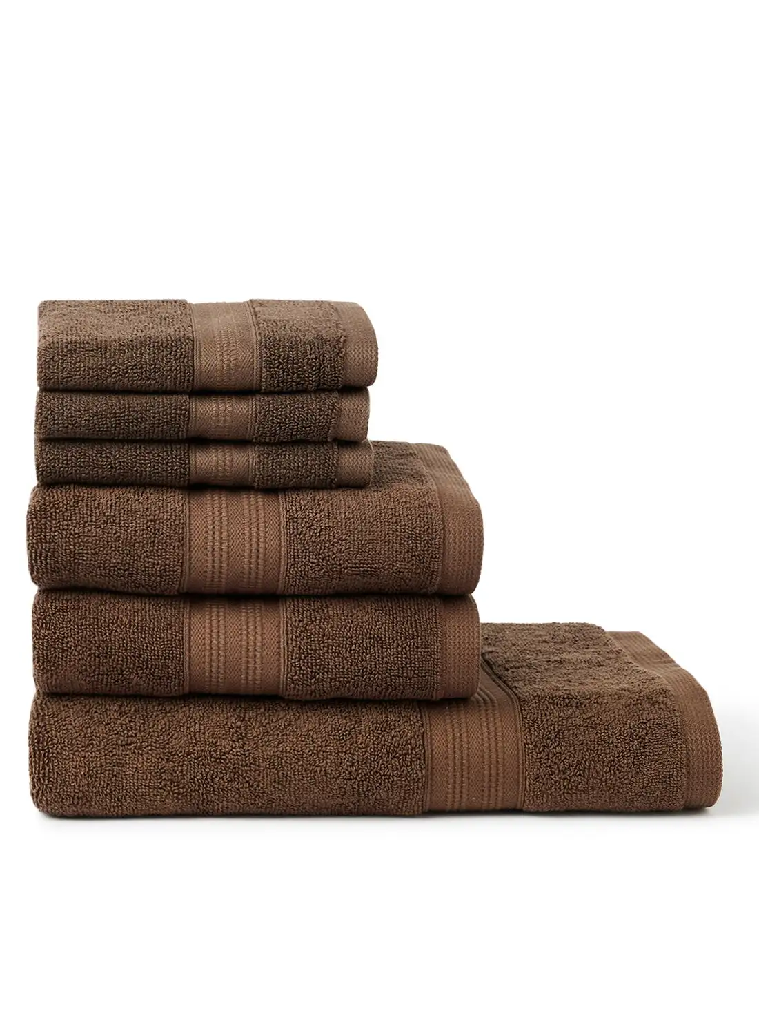 White Rose 6-Pieces Towel Set Fancy Border Brown 33X33, 50X90, 70X140cm