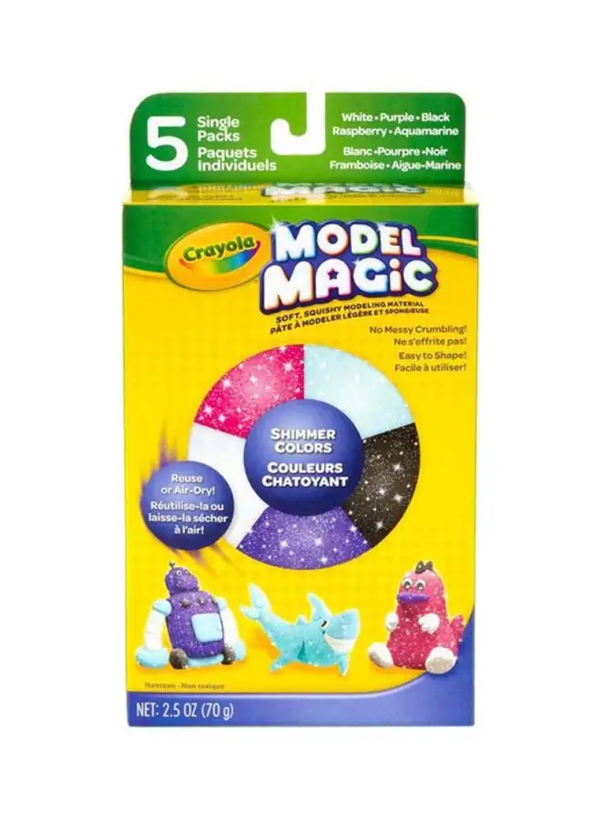 Crayola Model Magic  Soft Squisshy Modeling Material Clay, 5 Piece Shimmer Assorted Pack