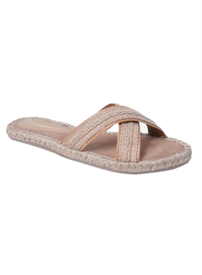 Geoomnii Margarita Elegant Flat Espadrille Sandal Nude