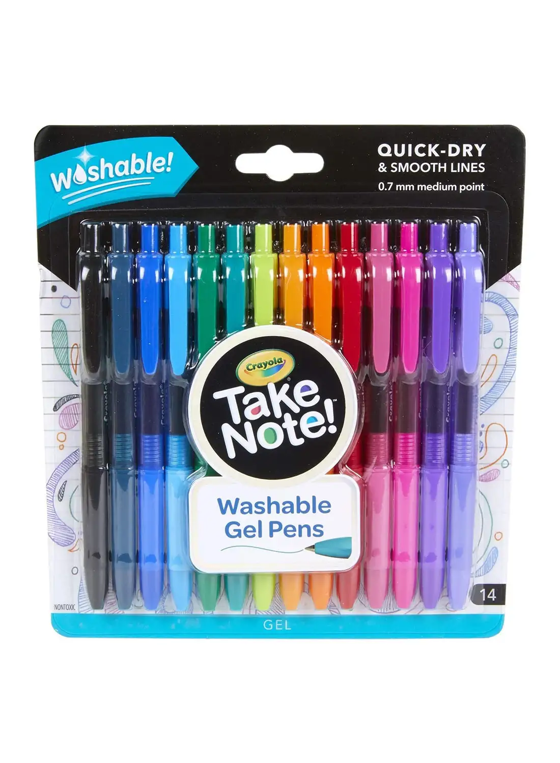 Crayola Take Note Washable Gel Pens 14 Ct 23x14x3cm