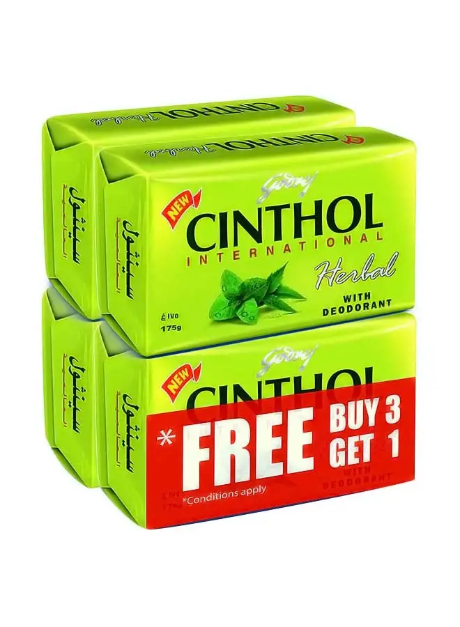 Cinthol Bath Soap Herbal With Deodorant 175g Pack of 4