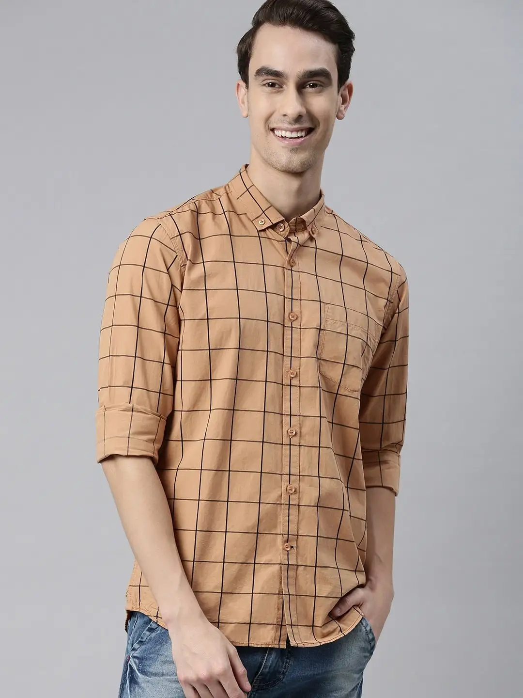 Mast & Harbour Fashionable Casual Shirt Brown/Black