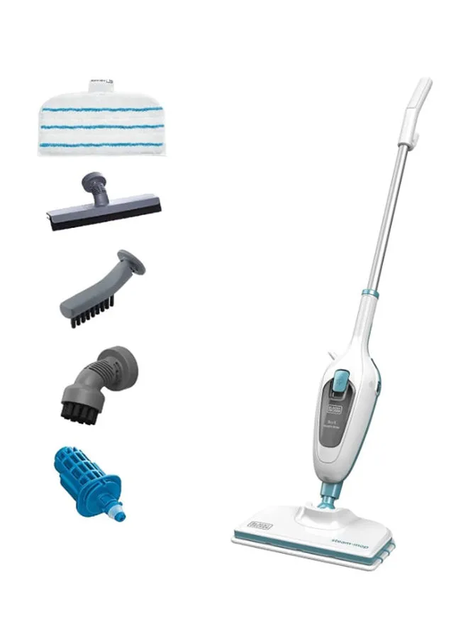 BLACK+DECKER Steam Mop Cleaner with advanced 5 in 1 function and 180° Swivel Steering 1300 W FSMH13E5-B5 White/Blue