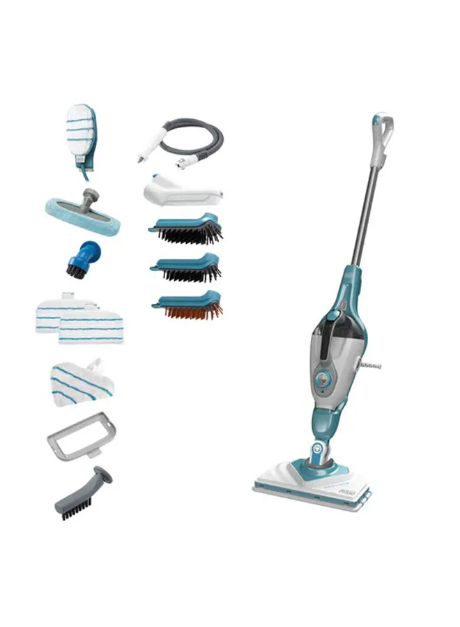 BLACK+DECKER 2-In-1 Steam Mop Delta Head And SteaMitt With 15 Accessories 1600 W BHSM1610DSM-GB White/Aqua